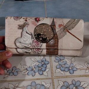 Vintage La Arosa U.S.A Wallet With  Design With A Woman Car And Postcard Designs